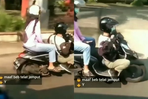 Viral Sejoli Terekam Naik Motor Berdua, Posisi Duduk Cowoknya Jadi Sorotan Publik (Instagram/@memekamvret)