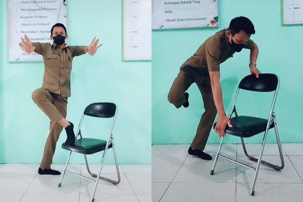 Viral Guru Cosplay Jadi Ogoh-ogoh Bikin Deg-degan. (TikTok)