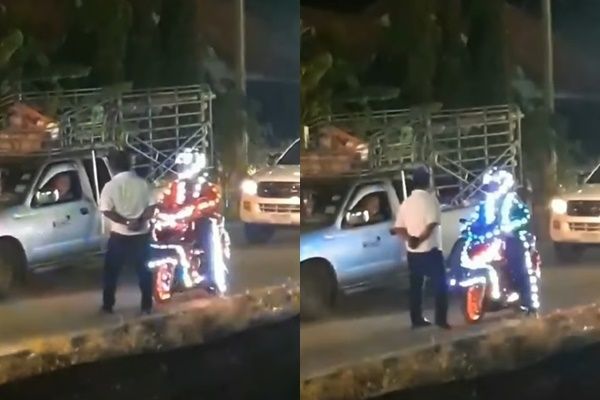 Viral Pria Naik Motor Pakai Lampu Kelap-kelip Sekujur Tubuh (Instagram/@netizeniseng)