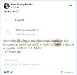 CEK FAKTA BPJS Sebut Ukraina Wajib Gabung BPJS Kesehatan Jika Mau Dibantu Indonesia. (Turnbackhoax.id)