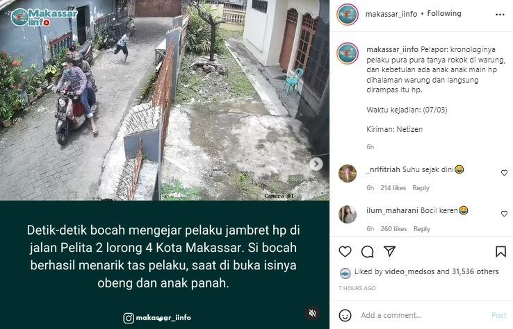 Viral Bocah Nekat Kejar dan Rampas Tas Pelaku Jambret. (TikTok)