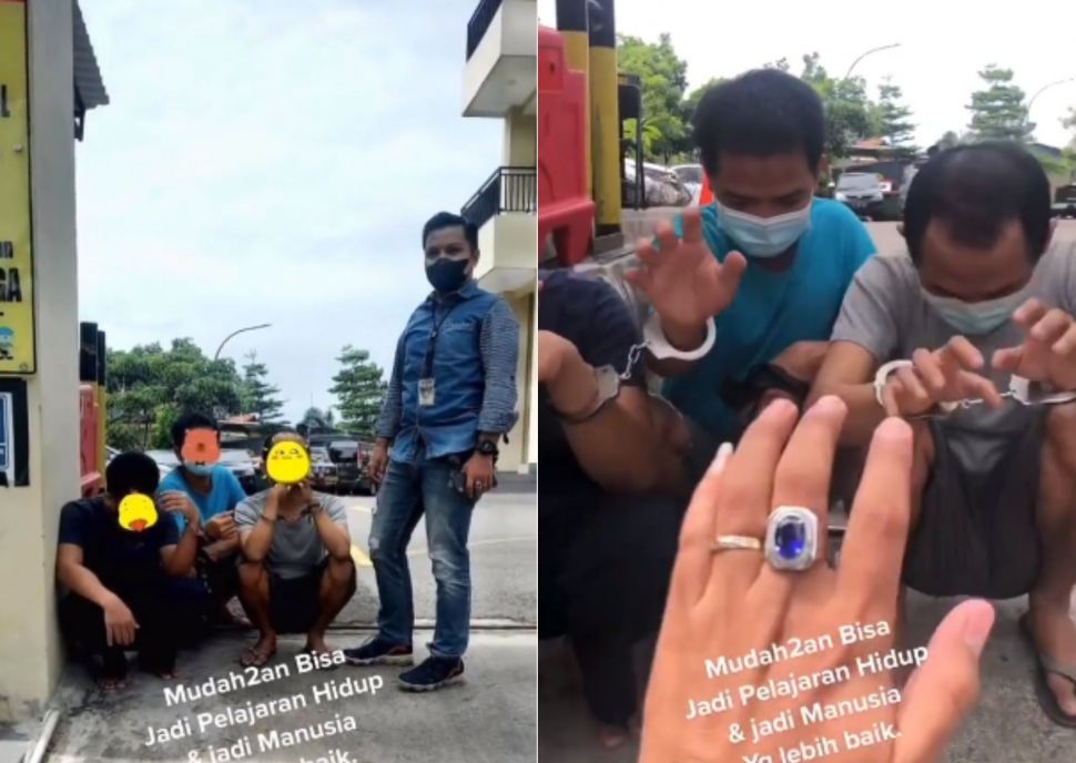 Viral! Aksi Joget TikTok Tiga Tahanan Jongkok dan Tangan Diborgol Tuai Perdebatan. (Instagram/indoviral8)