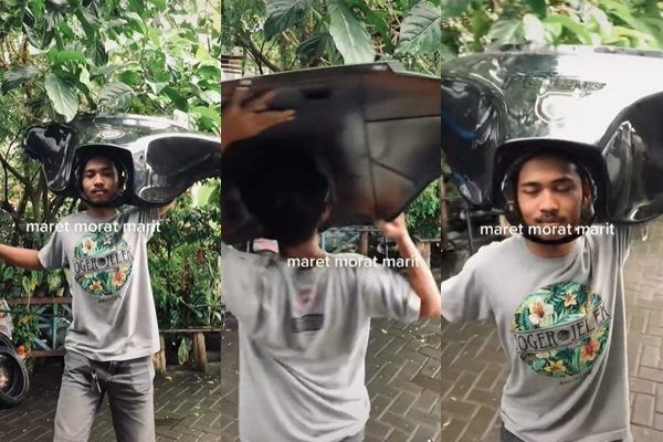 Viral Cowok Galau Joget Ala Reog Pakai Bumper Moge. (TikTok)