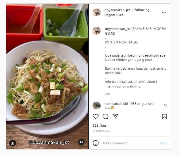 Bakmie Aciap (Instagram @doyanmakan_jkt)