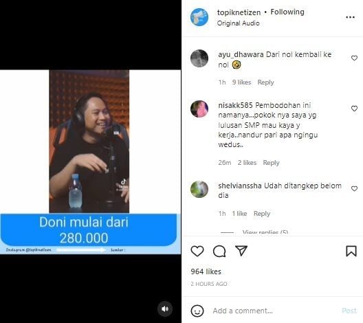 Cerita Doni Salmanan Sulap Rp280 Ribu Jadi Miliaran. (Instagram/@topiknetizen)