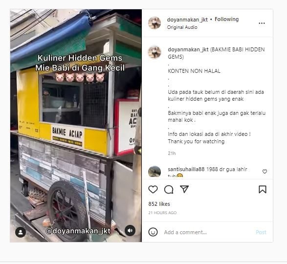 Bakmie Aciap (Instagram @doyanmakan_jkt)