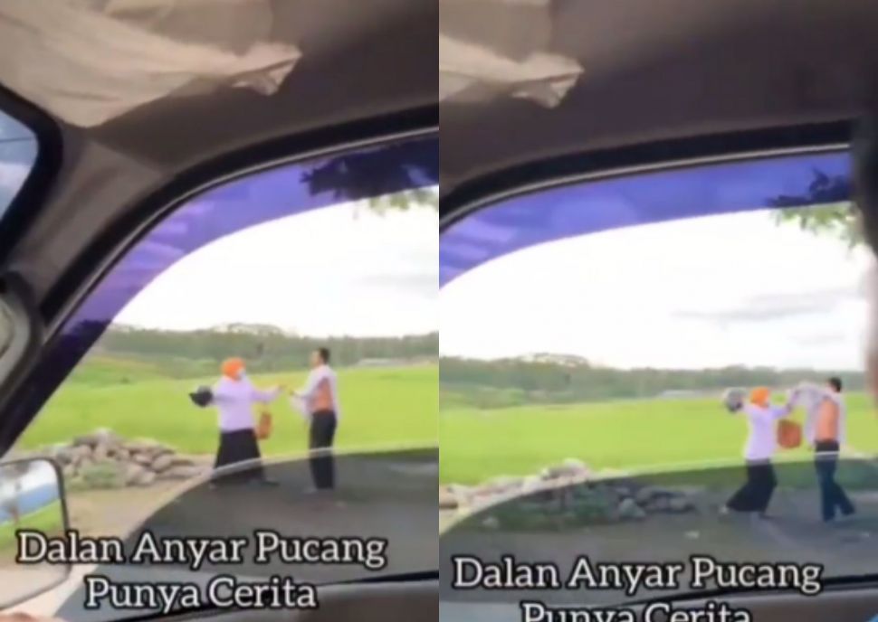 Viral Video Wanita Hajar Seorang Pria di Pinggir Jalan, Kemeja Terkoyak hingga Dipukul Pakai Helm. (Instagram/kabarnegri)