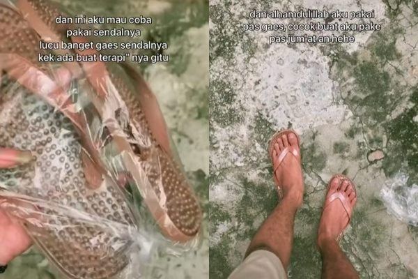 Viral Ibu Ini Sampai Sujud di Kaki Pembeli Saat Berhasil Jual Sepasang Sandal. (TikTok)