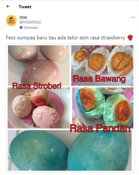 Ilustrasi telur asin aneka rasa (Twitter @FOODFESS2)