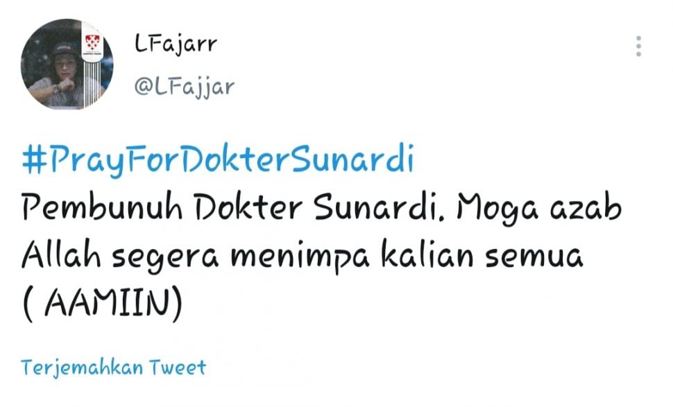 Cuitan tagar pray for dokter Sunardi. [Twitter]