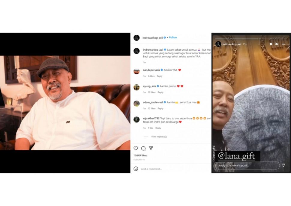 Unggahan Indro Warkop pada bulan Februari di akun Instagram pribadi miliknya.