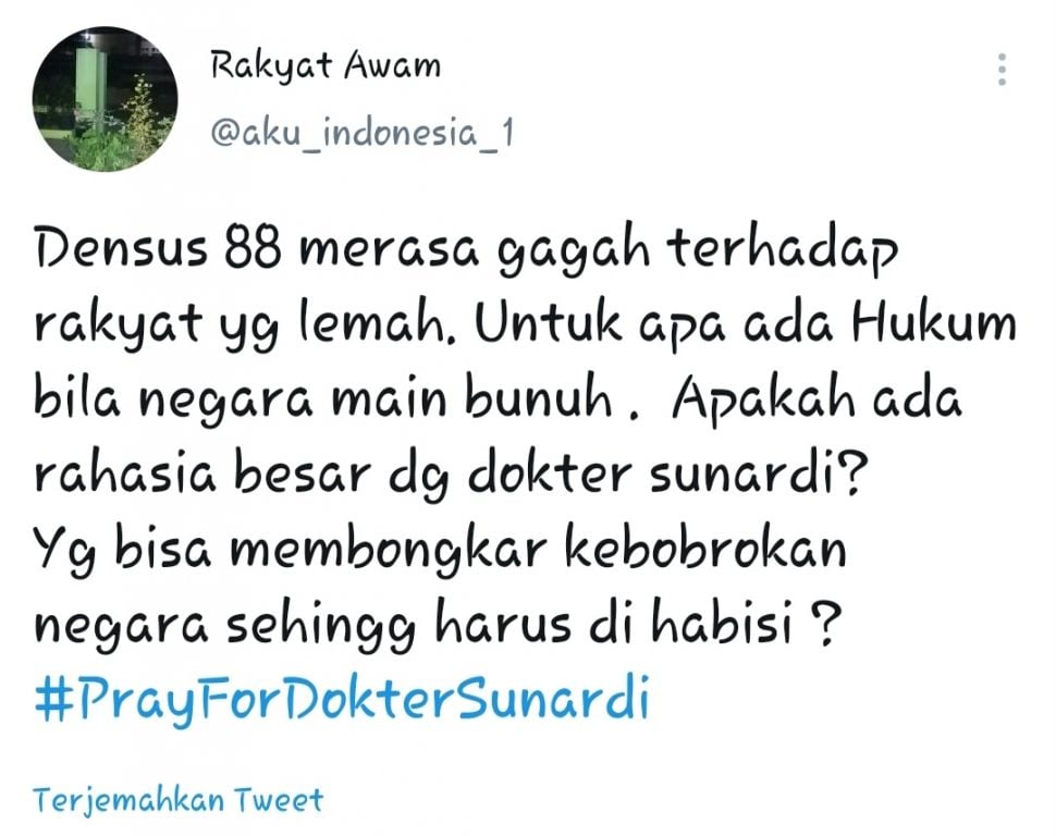 Cuitan tagar pray for dokter Sunardi. [Twitter]