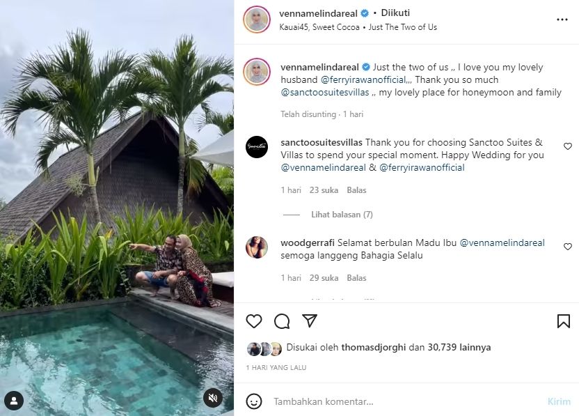 Bulan Madu Venna Melinda dan Ferry Irawan (Instagram/@vennamelindareal)