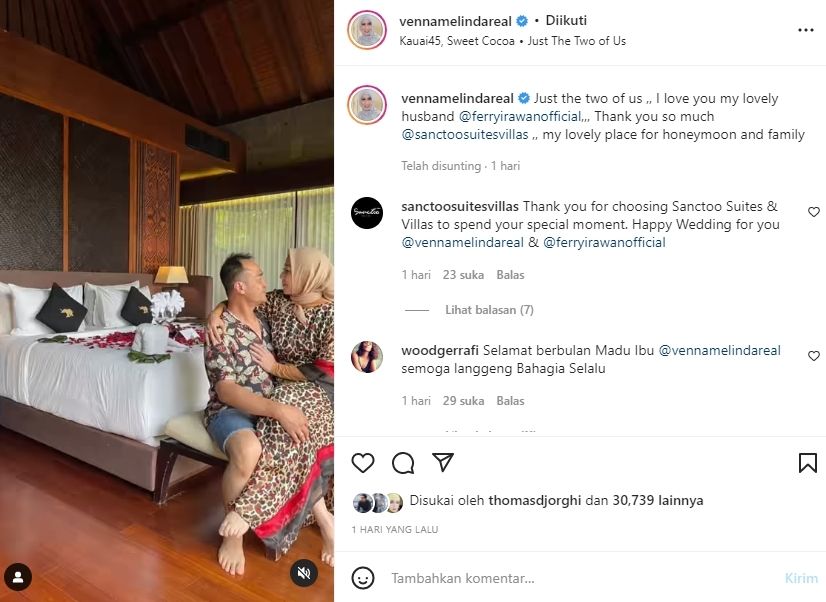 Bulan Madu Venna Melinda dan Ferry Irawan (Instagram/@vennamelindareal)