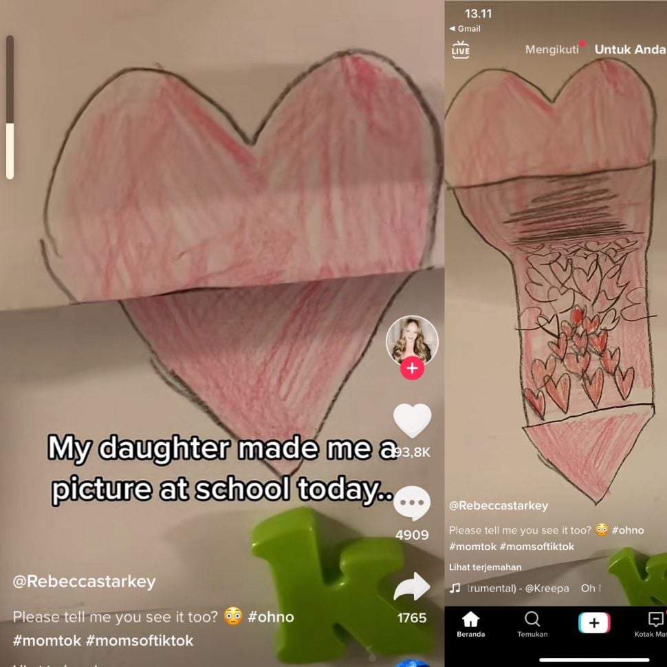 Anak Hadiahi Ibu Gambar Hati, Saat Dilihat Bentuknya Malah Bikin Salah Fokus (TikTok)