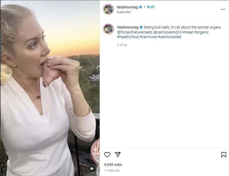 Heidi Montag makan daging mentah (Instagram)