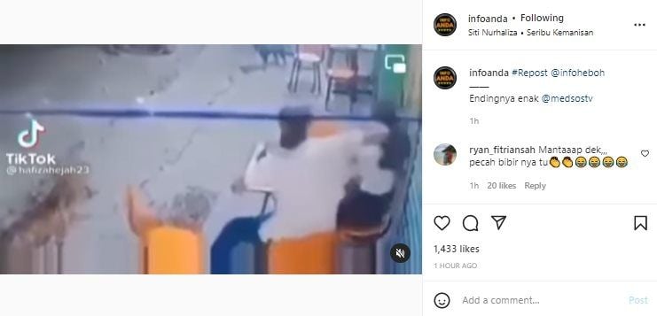 Viral Cowok Aniaya Pacar Berakhir KO Terpental. (Instagram/@infoanda)