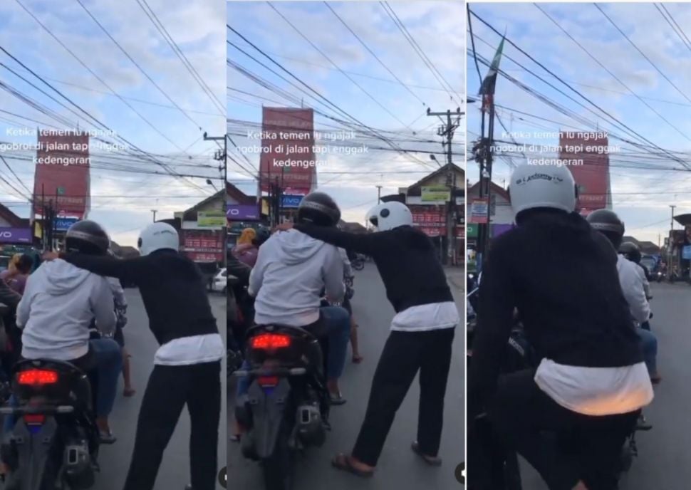 Ajak Ngobrol di Jalan, Aksi Cowok ini Agar Teman Bisa Dengar Jadi Sorotan: Berasa Ngajak Main di Mandalika. (Instagram/jakarta.keras)