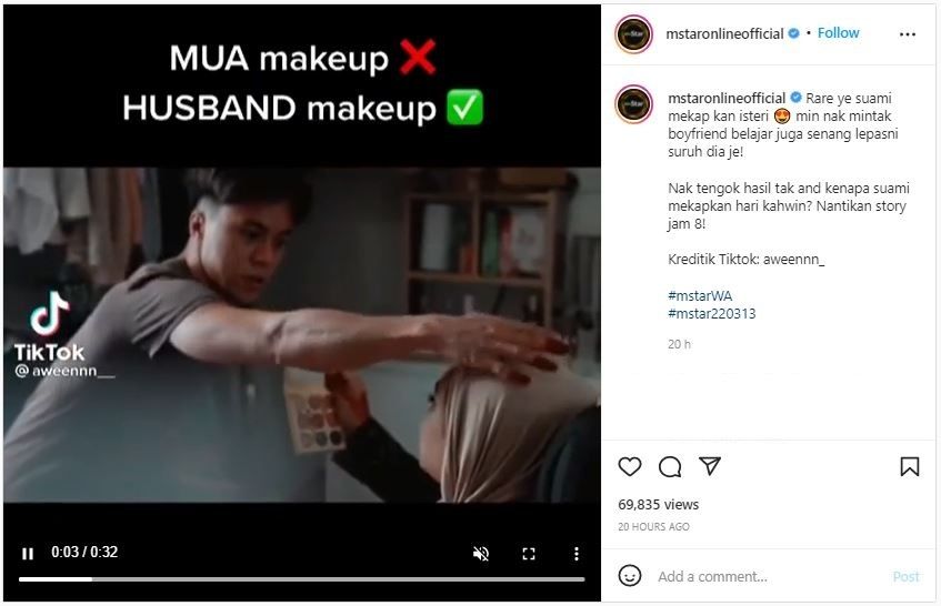 MUA Positif Covid-19, Pengantin Pria Ini Merias Calon Istri Sendiri (instagram.com/mstaronlineofficial)