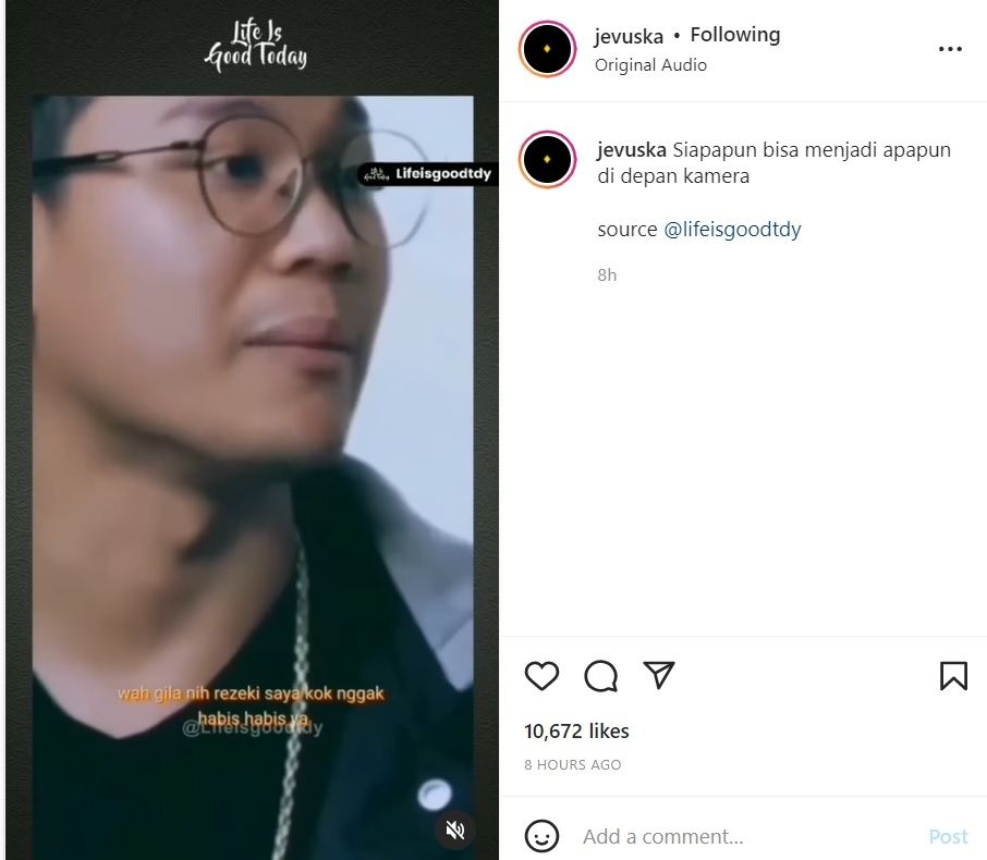 Viral Indra Kenz Ngaku Bingung Rezekinya Tak Kunjung Habis (instagram/@jevuska)