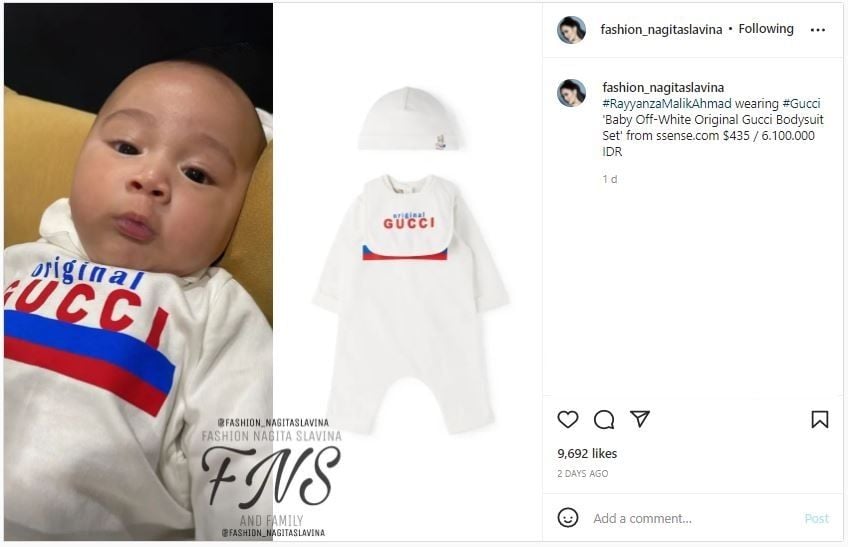 Rayyanza Pakai Baju Bayi Seharga Rp6,1 Juta (instagram.com/fashion_nagitaslavina)