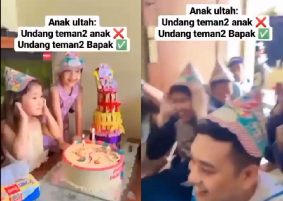 Seru! Bukan UndangTeman, Acara Ultah Bocah ini Dimeriahkan Rombongan Bapak-Bapak. (Twitter/jowoshitpost)