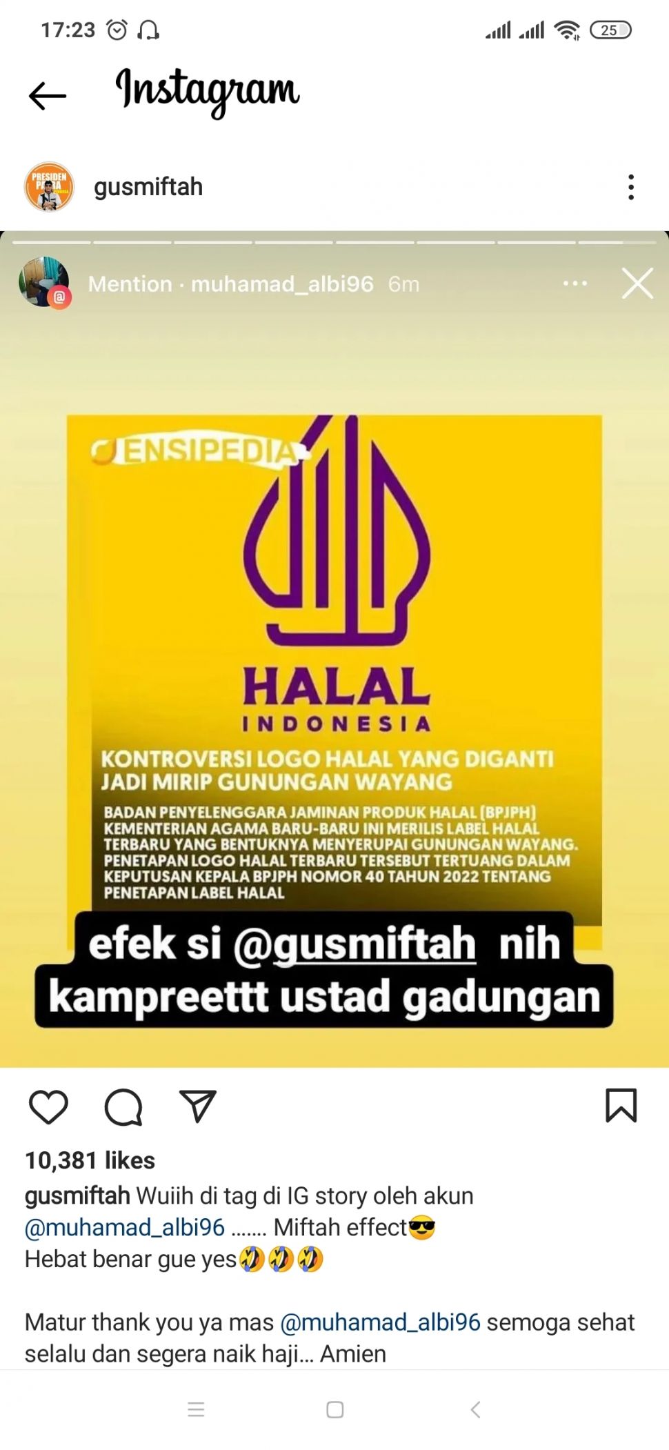 unggahan Gus Miftah (Instagram/@gusmiftah)