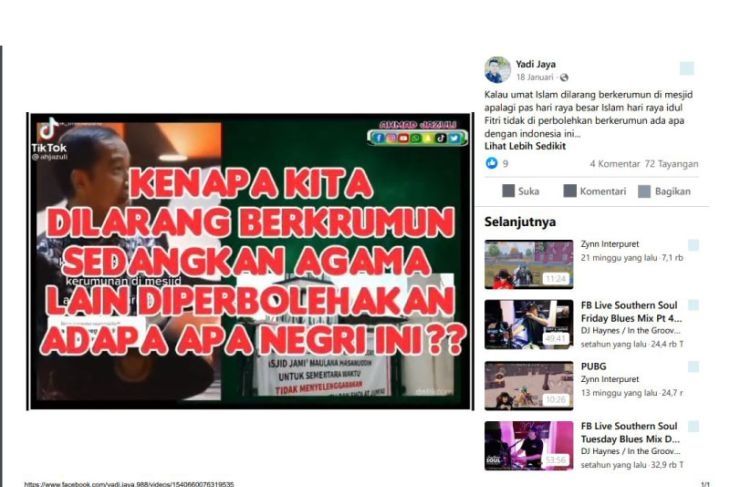 Larangan berkerumun saat Idul Fitri 2022 [instagram]