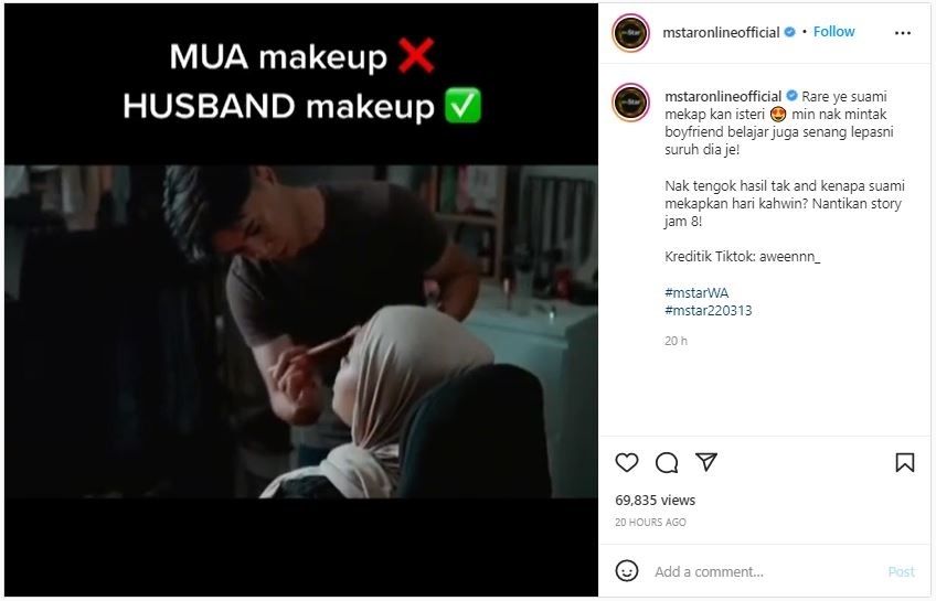 MUA Positif Covid-19, Pengantin Pria Ini Merias Calon Istri Sendiri (instagram.com/mstaronlineofficial)