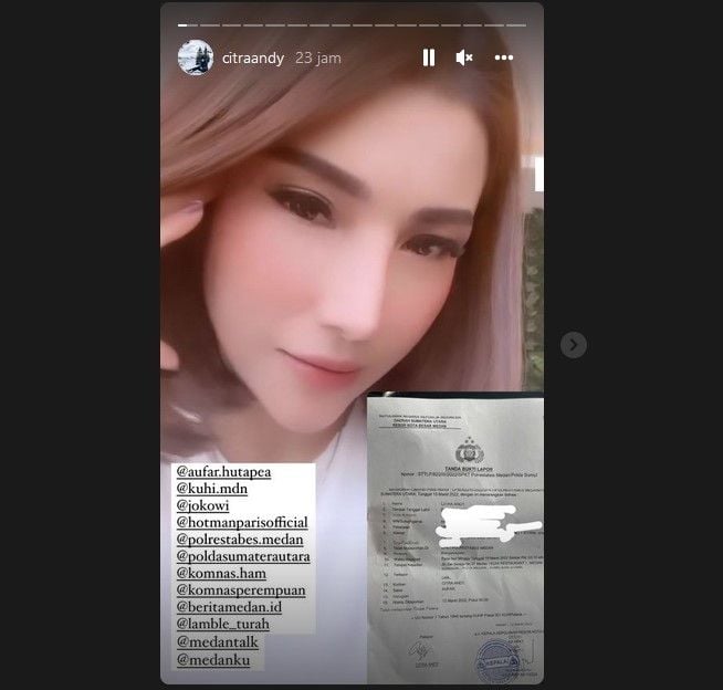 Selebgram Citra Andy mengaku mengalami pelecehan. [Instagram]