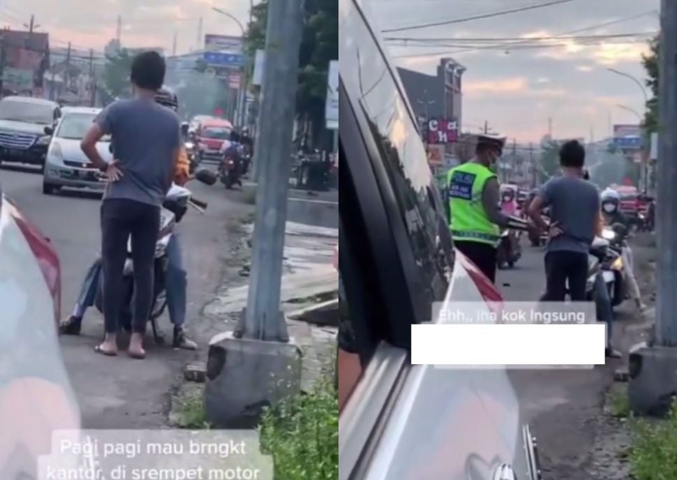 Pria Tegur Pelajar yang Menyerempet Mobilnya, Tiba-tiba Datang Polisi Lakukan Aski Tak Terduga. (Instagram/dramaojol.id)