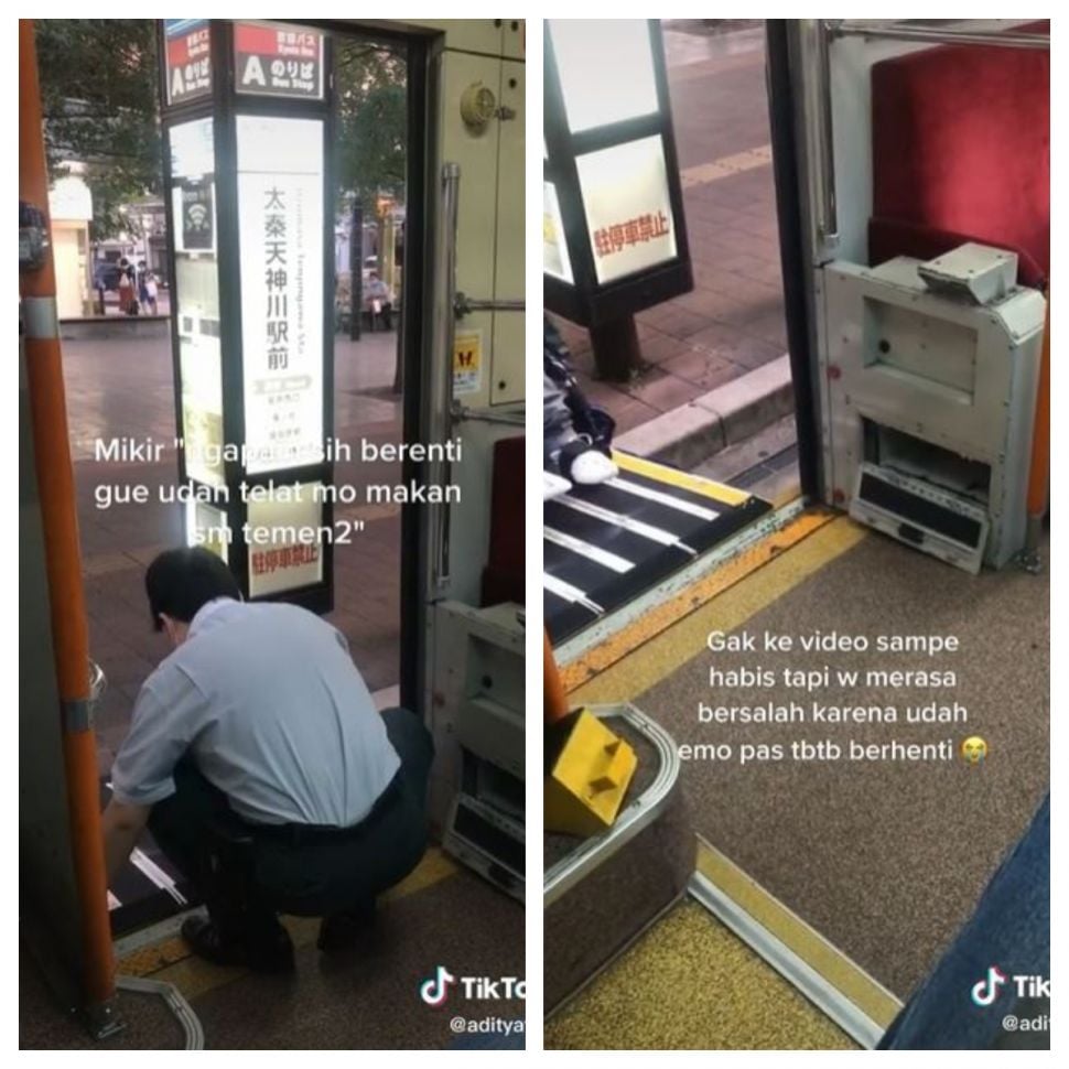 Supir bus di Jepang menyiapkan jalur untuk difabel (TikTok @adityafjr_)