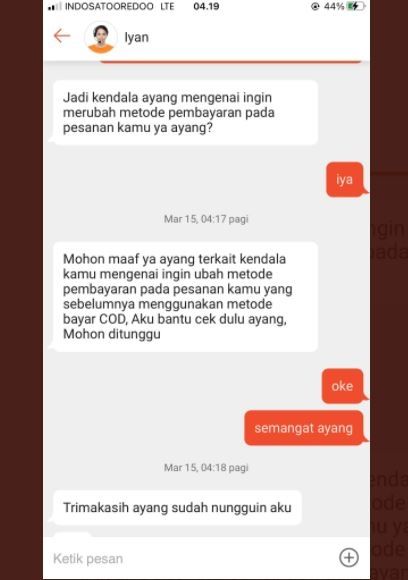 Pembeli dan Customer Service Saling Panggil Ayang, Warganet Ikut Baper (twitter.com/txtdarionlshop)