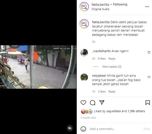 Viral Penjual Bakso Keliling Jatuh Gegara Bocil. (Instagram/@fakta.beriita)