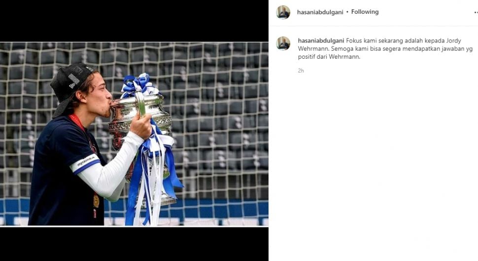 PSSI kejar proses naturalisasi Jordy Wehrmann. (Instagram/hasaniabdulgani)