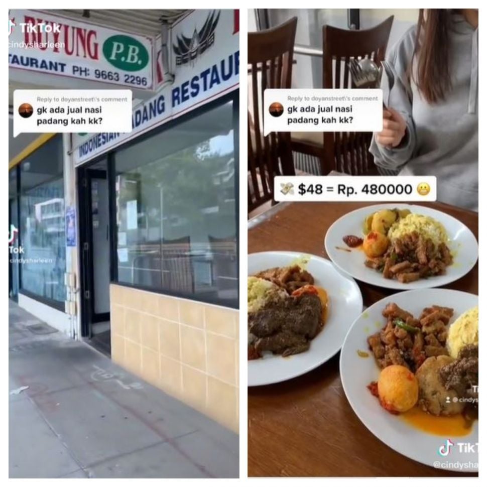 Pondok Buyung, rumah makan Padang di Australia (TikTok @cindysharleen)