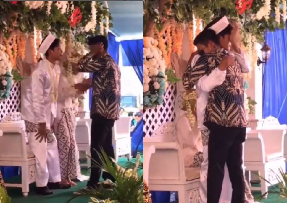 Ditinggal Teman Nikah, Dua Pria Berperlukan Menangis di Panggung Pelaminan. (Instagram/underc0ver.id)