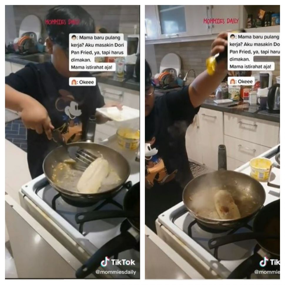 Anak memasak untuk ibu (TikTok @mommiesdaily)