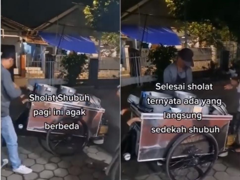 Pedagang bubur bagikan bubur (tiktok.com/@gungunsaptari)