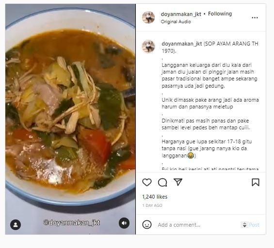 Sop Arang Bang Udin Botak (Instagram @doyanmakan_jkt)