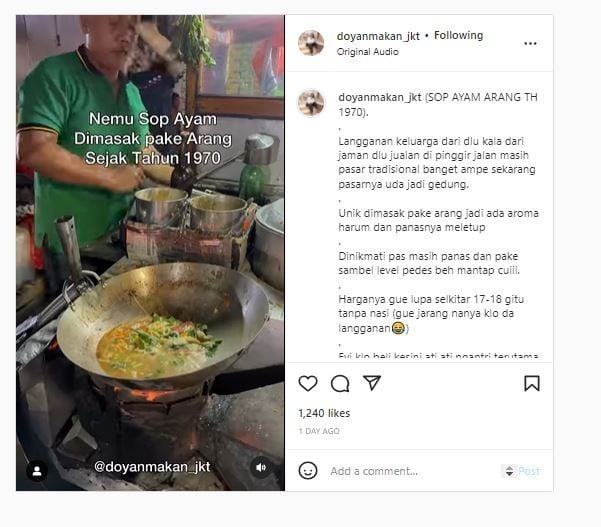 Sop Arang Bang Udin Botak (Instagram @doyanmakan_jkt)