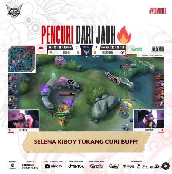 Aura Vs Onic dalam MPL ID Season 9 Minggu Kelima. [Instagram/@mpl.id.official]