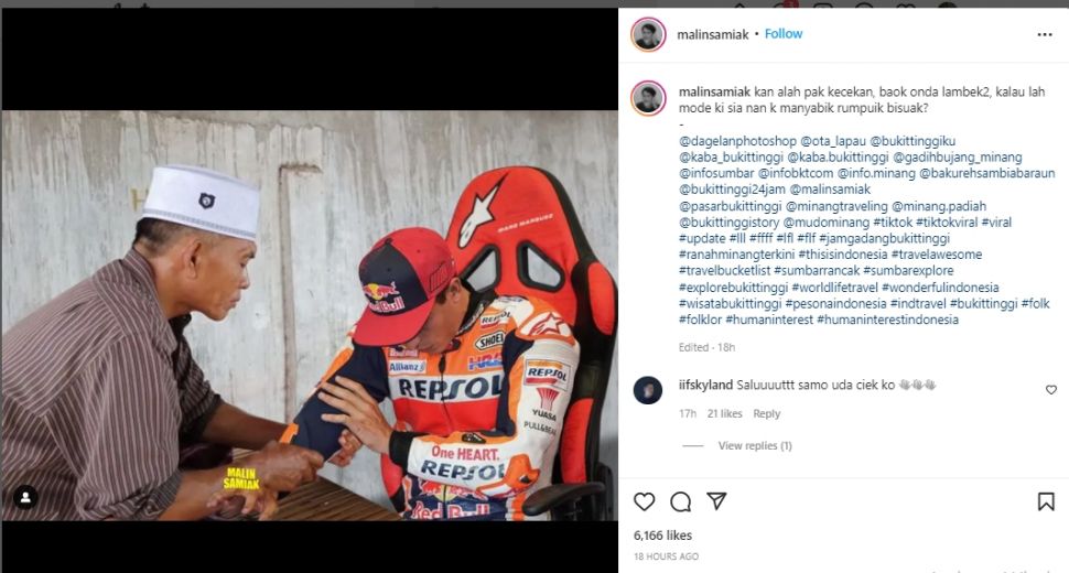 CEK FAKTA: Marc Marquez Dipijat Tukang Urut Setelah Ditolak RS Karena Tak Punya BPJS, Benarkah? (Instagram/malinsamiak)