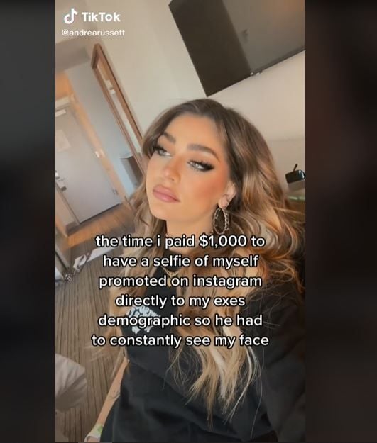 Wanita Keluarkan Rp14 Juta untuk Balas Dendam ke Mantan Pacar (tiktok.com/andrearussett)