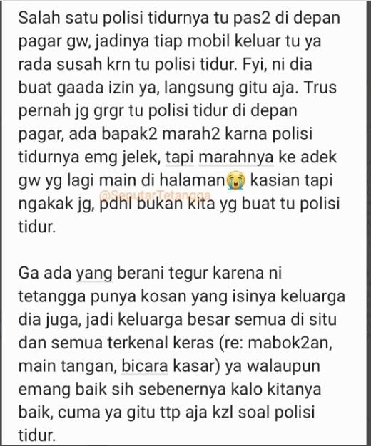 cerita tetangga bikin polisi tidur (twitter/seputartetangga)