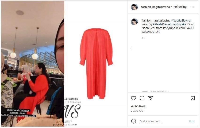 Outer Nagita Slavina Seharga Rp8,8 Juta (instagram.com/fashion_nagitaslavina)