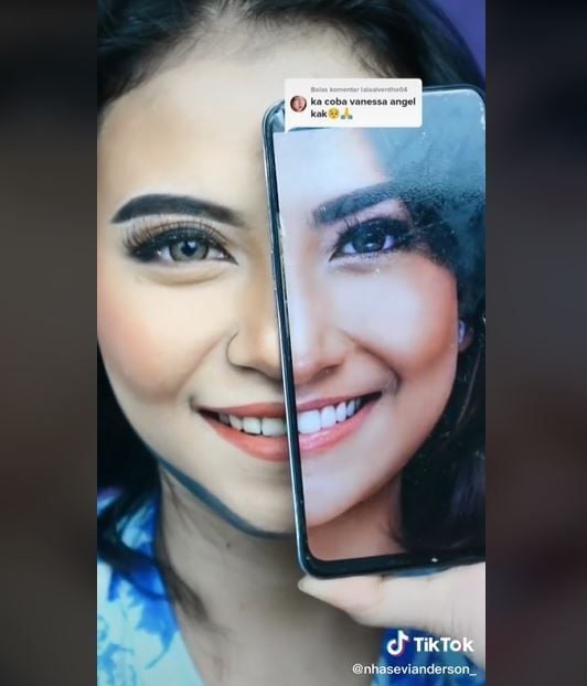 Viral Wanita Berdandan Mirip Vanessa Angel dan Fuji (tiktok.com/nhasevianderson_)