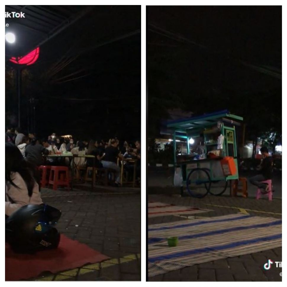 Suasana kontras antara pedagang makanan (TikTok @rafiii.e)