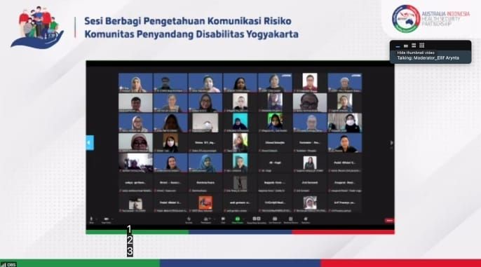 Webinar “Sesi Berbagi Pengetahuan Komunikasi  Risiko bagi Komunitas Penyandang Disabilitas”