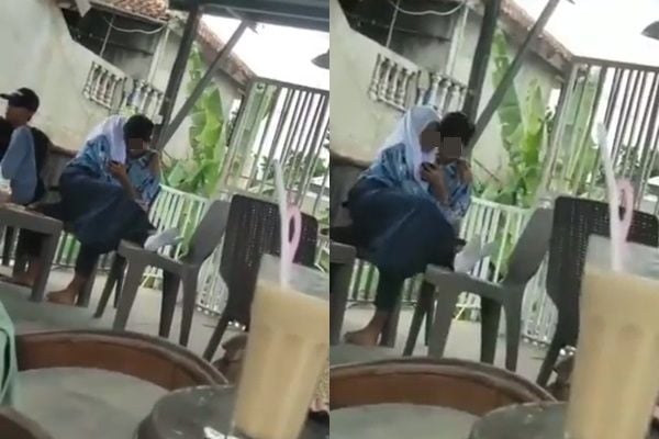 Bocah SMP Tepergok Bermesraan di Kafe, Posisi Duduknya Bikin Warganet Ngelus Dada (twitter/@jowoshitpost)